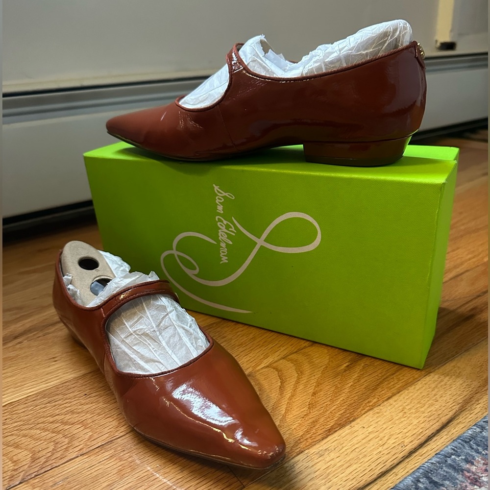 EUC with box Sam Edelman jene pointed toe flat patent leather copper 7 1/2 M
